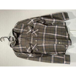 Free Planet Men's Plaid Hooded Flannel Shirt Jacket Medium